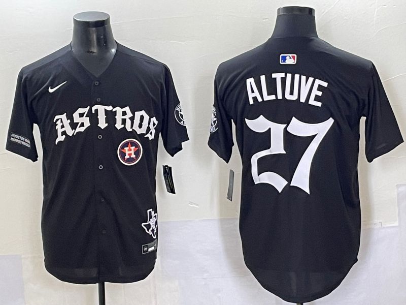 Men 2025 Houston Astros #27 Altuve Black Seven generations Joint Name Nike MLB Jersey style 15->houston astros->MLB Jersey